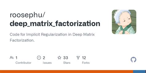 Language: All smartyfh / DANMF Star 11 Code Issues Pull requests <b>Deep</b> Autoencoder-like NMF <b>deep</b>-learning community-detection nmf overlapping-community-detection <b>deep-matrix-factorization</b> Updated on Jan 21. . Deep matrix factorization github